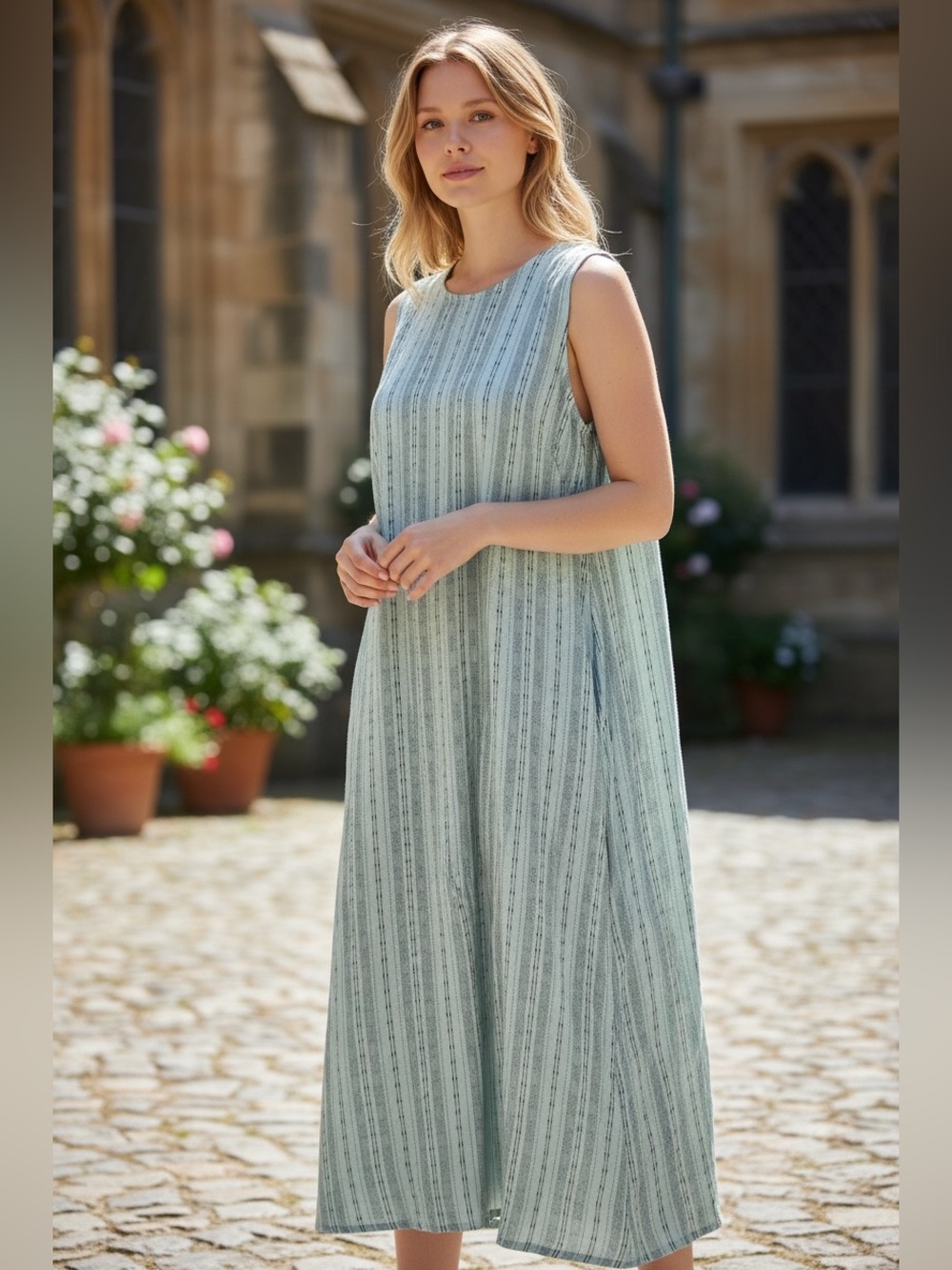 cut loose Mint Green Striped Sleeveless Maxi Dress
